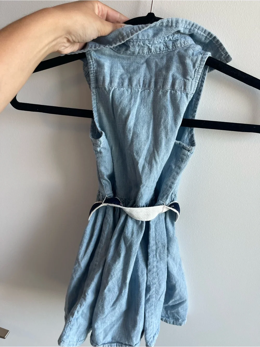 Polo Ralph Lauren Nautical Light Blue Denim Sleeveless Shirt Dress Navy Belt